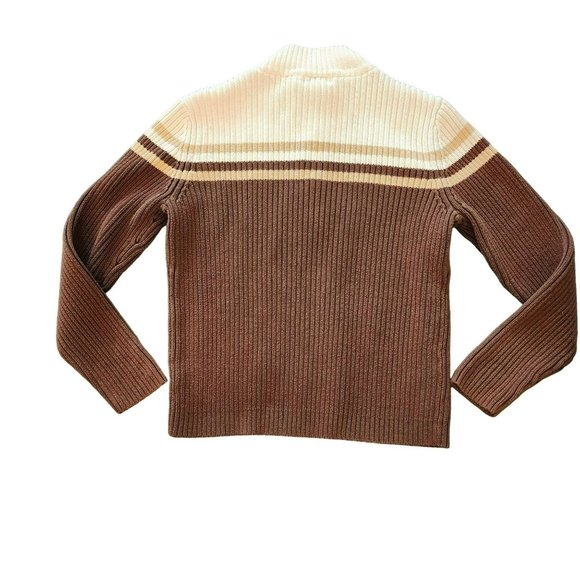St John's Bay Striped Sweater Size Large Brown Cream - Picture 4 of 14